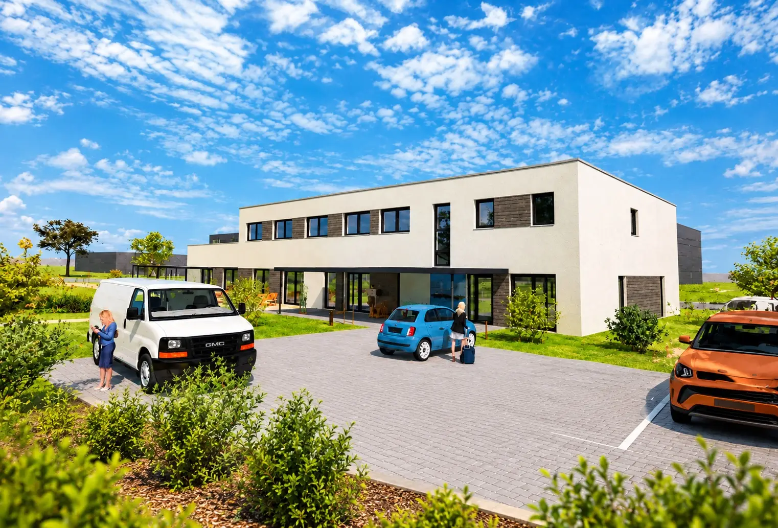Visualisierung des geplanten Neubaus mit Büro und Tagespflege in der Fritz-Weineck-Straße 2 in Wolfen